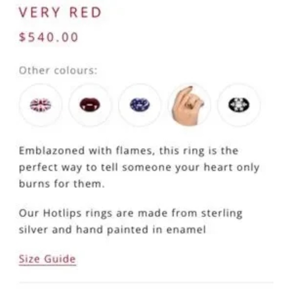 HOT LIPS By Solange Azagury-Patridge Very Red Lip Ring Size 8 - Picture 6 of 6